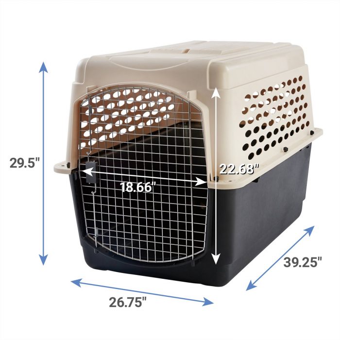 Plastic Dog & Cat Kennel, Almond & Black - Image 2