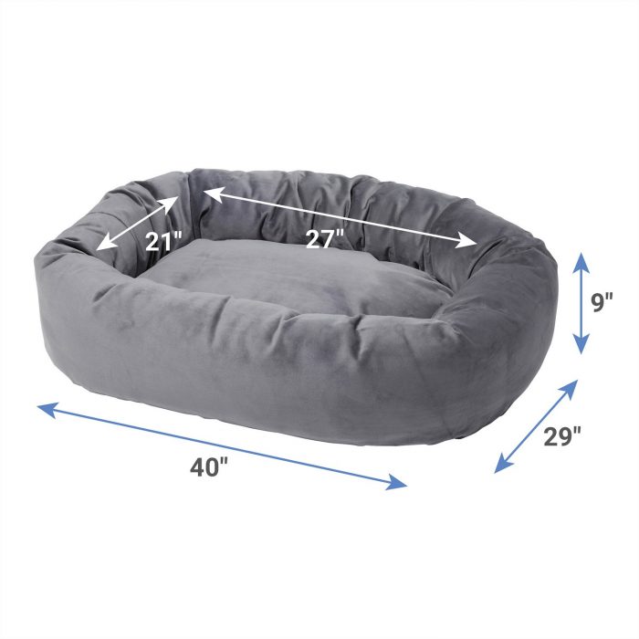 Velvet Round Bolster Dog Bed - Image 2