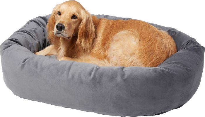 Velvet Round Bolster Dog Bed - Image 3