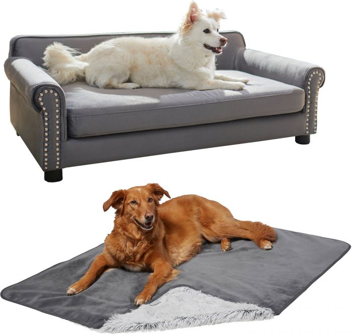 Sofa Bed with Removable Cover + Eyelash Cat & Dog Blanket