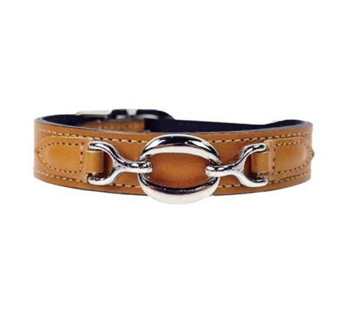 Hartman and Rose Dog Collar Hartman nickel fittings Natural Tan