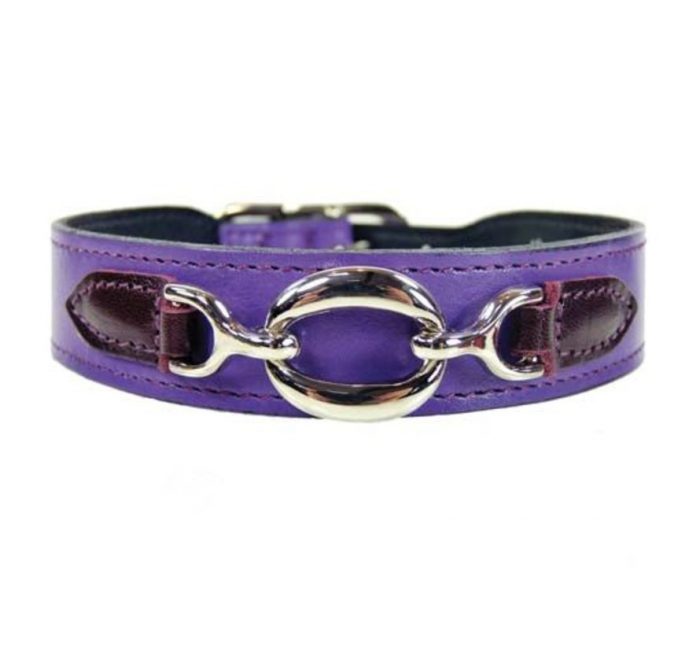 Hartman and Rose Dog Collar Hartman nickel fittings Purple