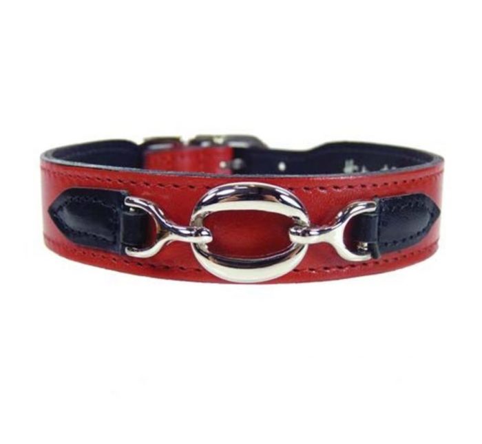 Hartman and Rose Dog Collar Hartman nickel fittings Ferrari Red & Black