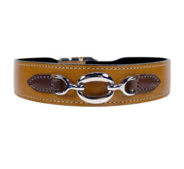 Hartman and Rose Dog Collar Hartman nickel fittings Tan