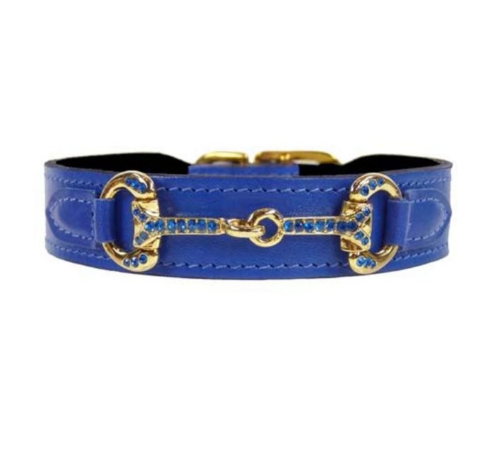 Hartman and Rose Dog Collar Horse & Hound Cobalt Blue